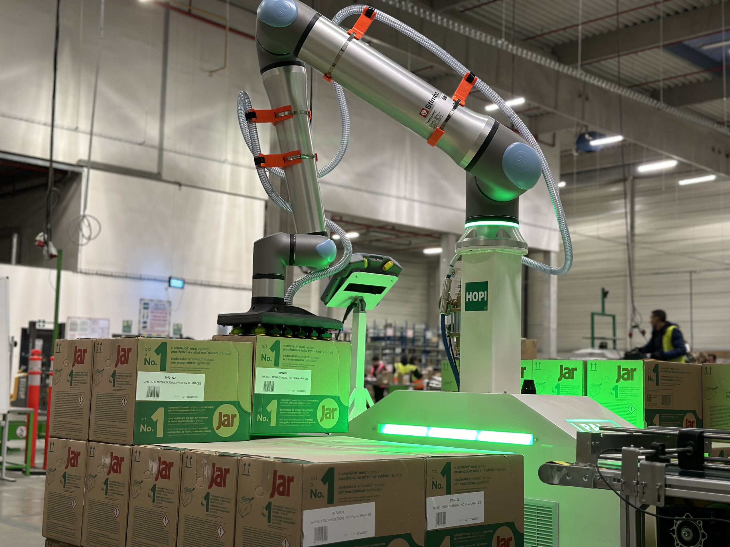rePALco depaletizačný systém v HOPI Stránčice — automatická depaletizácia krabíc