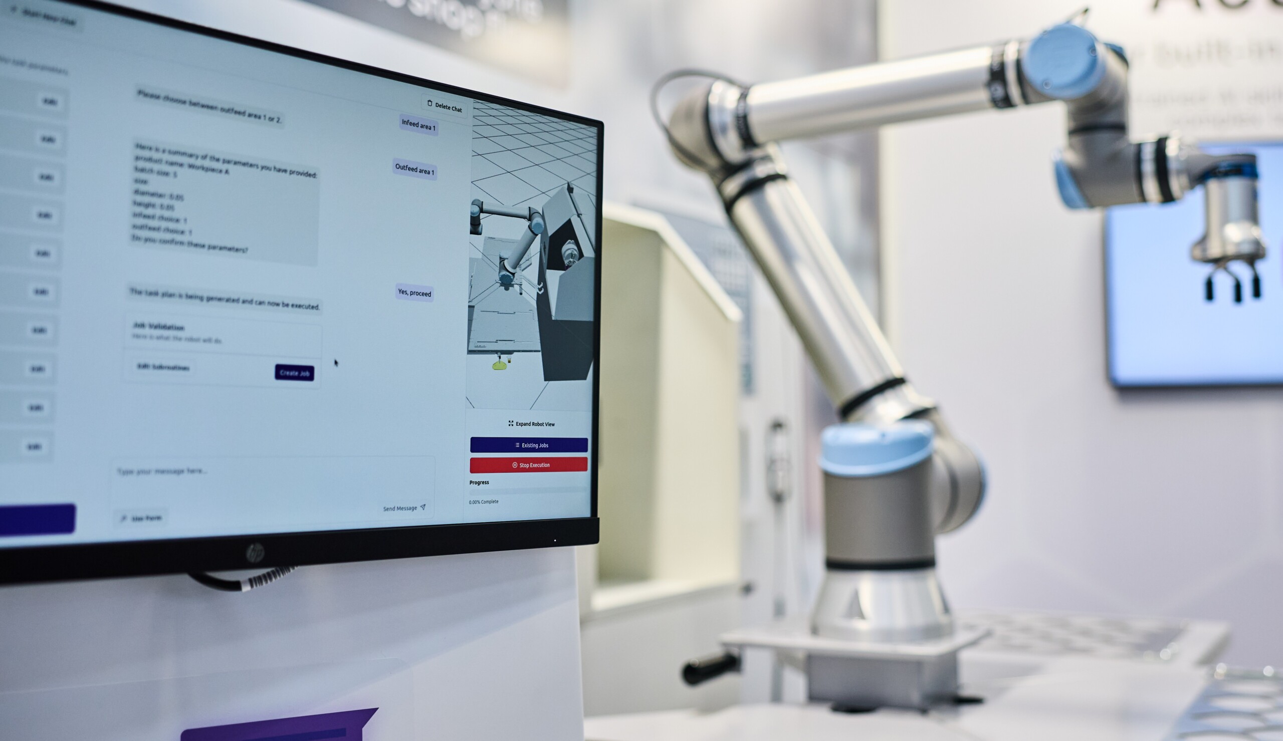 Acteris softvér na CNC stroji s cobotom Universal Robots — AI obsluha výroby